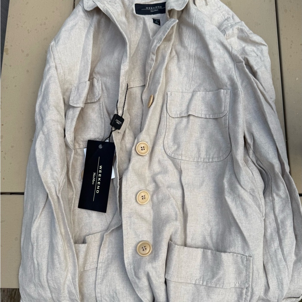 MaxMara Light Beige Linen Blazer Jacket